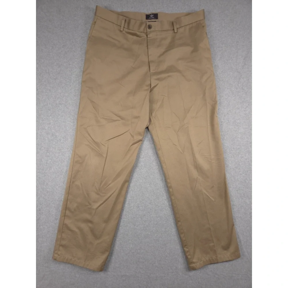 Dockers Mens 38x32 Beige Tan Signature Khaki Classic Fit D3 Flat Front Pants
